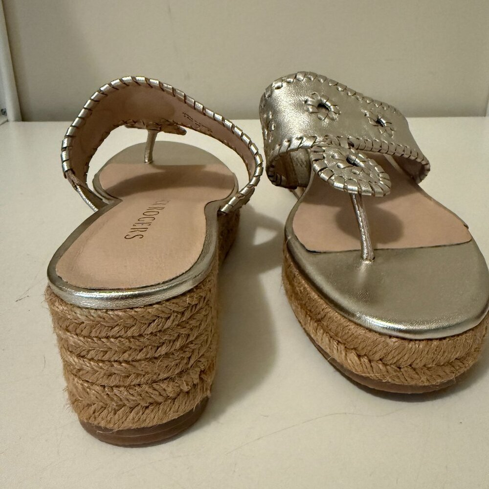 JACK ROGERS Jacks Mid Wedge Sandal 7.5 size - champagne color